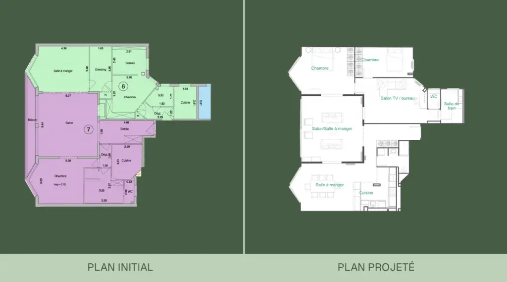 Rénovation Appartement 130m2 Nungesser et Coli Plans