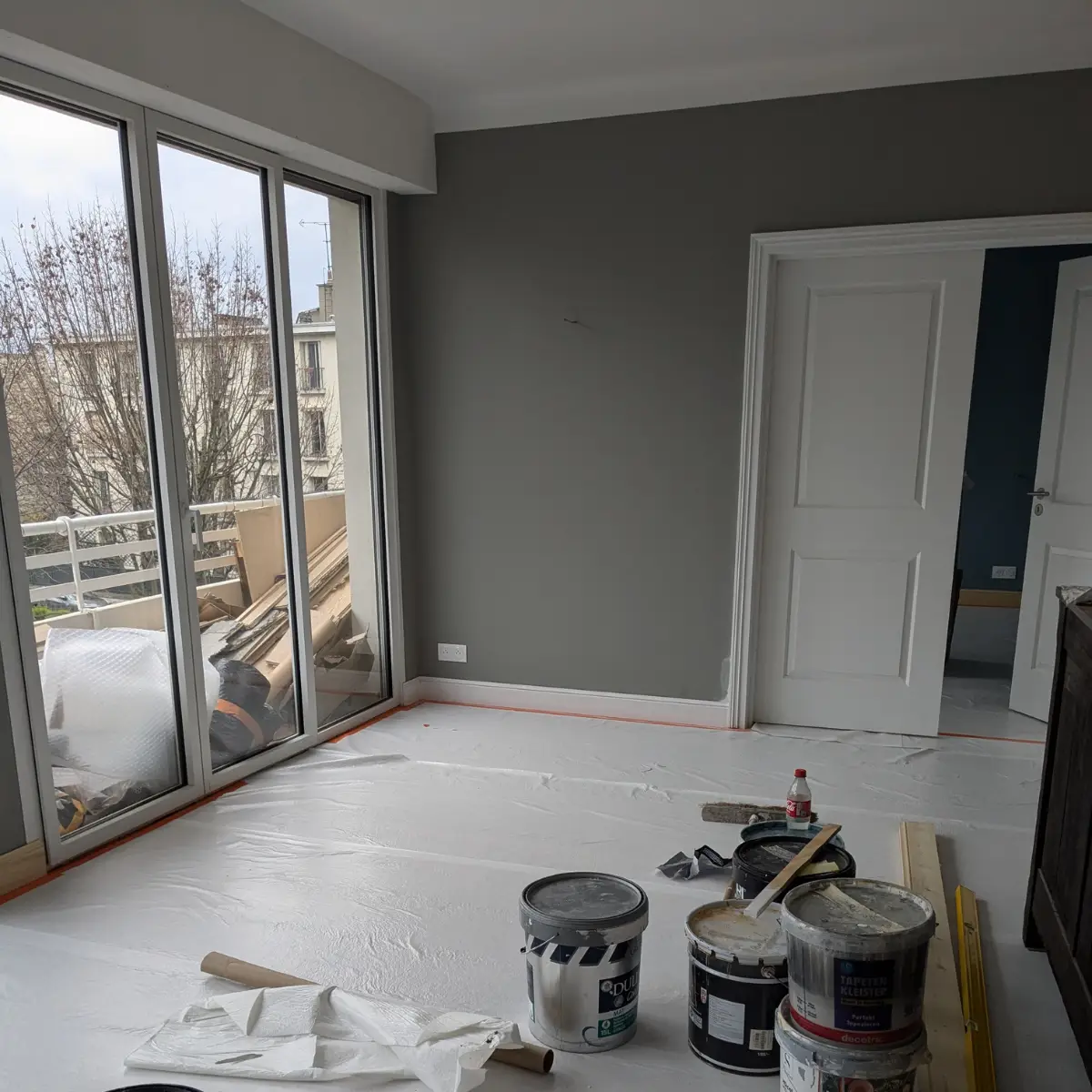 Rénovation appartement 130m2 paris 16 salon mise en peinture