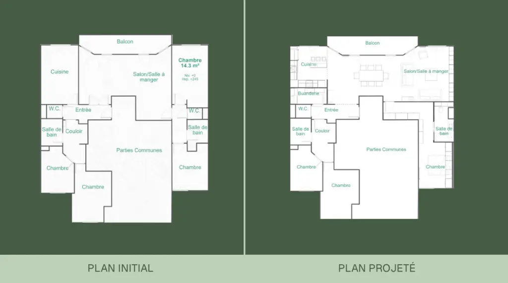 Rénovation Appartement 95m² Projet René Coche Plans